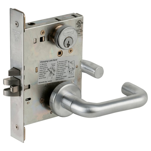 Schlage Electrified Mortise Lock, Fail Secure, Standard Cylinder, 12/24VDC, RX Switch, Satin Chrome L9092EUP 03A 626 RX - main